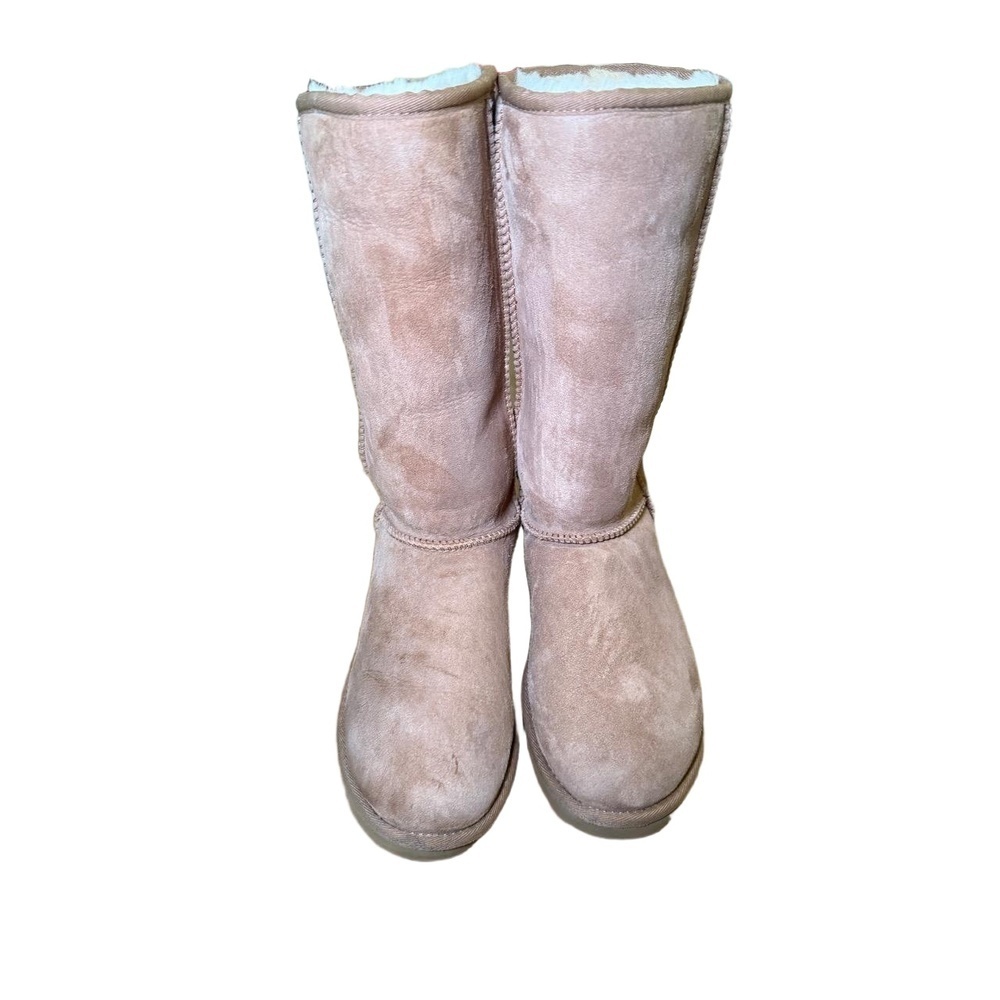 UGG Boots Womens Size 7 Camel Classic Tall Suede Fur Lined Cozy Winter Warm